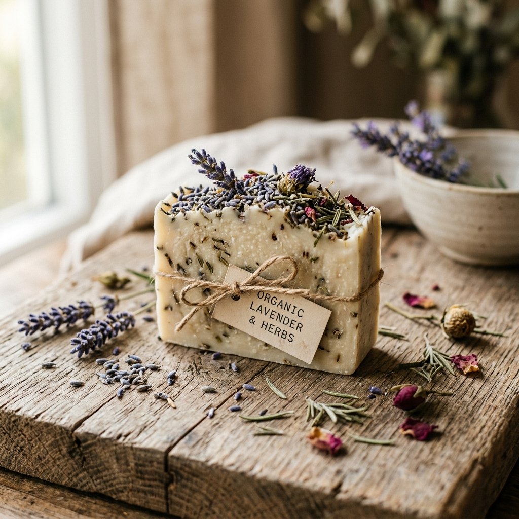 Hands crafting organic soap in wooden molds